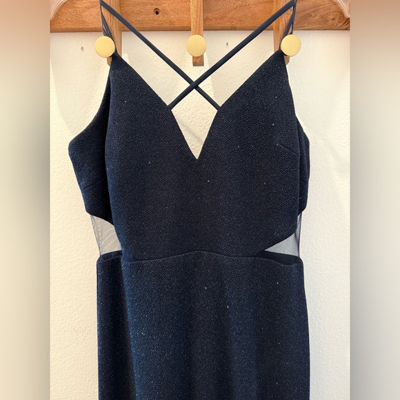 Navy Sparkly Dress with Side Cutouts Size 9 - Picture 2 of 7